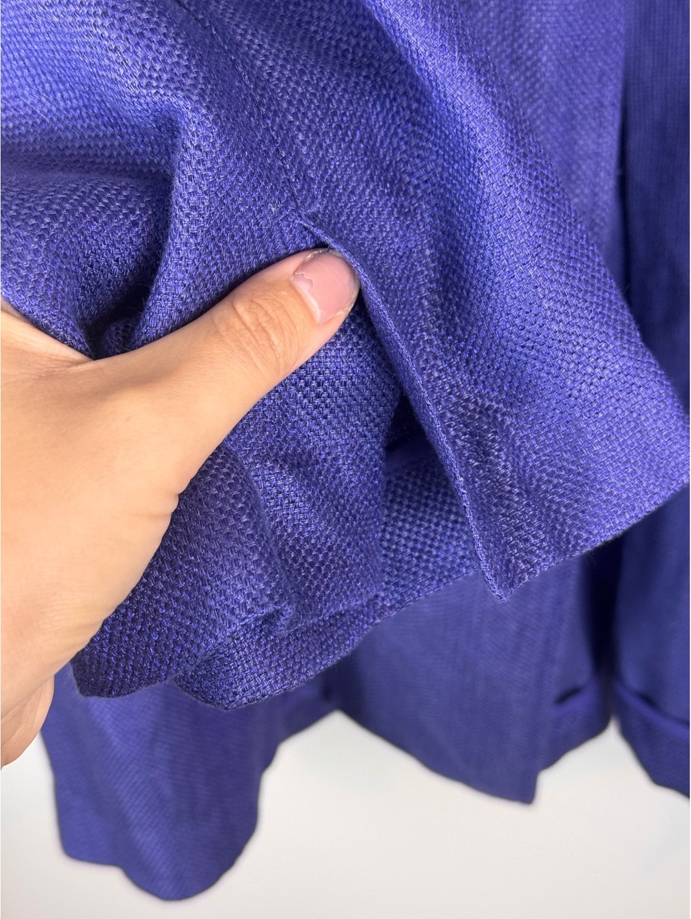 Eileen Fisher Linen Basket Sheen Jacket 3X Purple Open Front 3/4 Sleeve - Picture 6 of 12